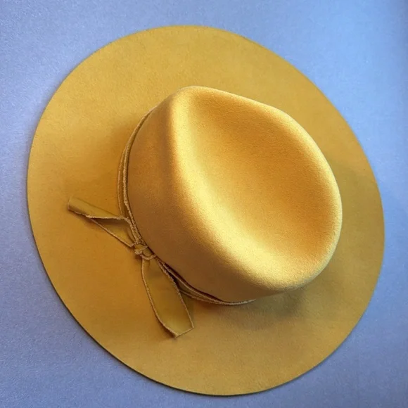 Olive & Pique Kaia Panama Hat Mustard Yellow Wool Western Boho Rancher - Picture 5 of 6